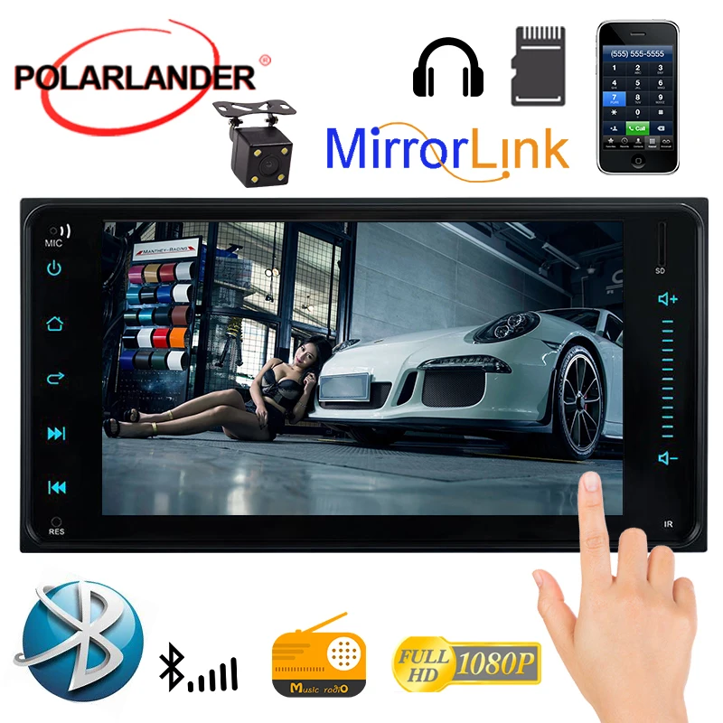 Multimeida bluetooth Поддержка Зеркало llink для Toyota Corolla 2 din многоязычный HD сенсорный экран