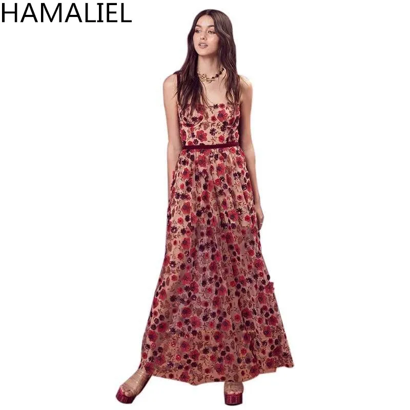 Подиум женские вечерние длинные платья 2018 Лето Спагетти ремень Цветочная