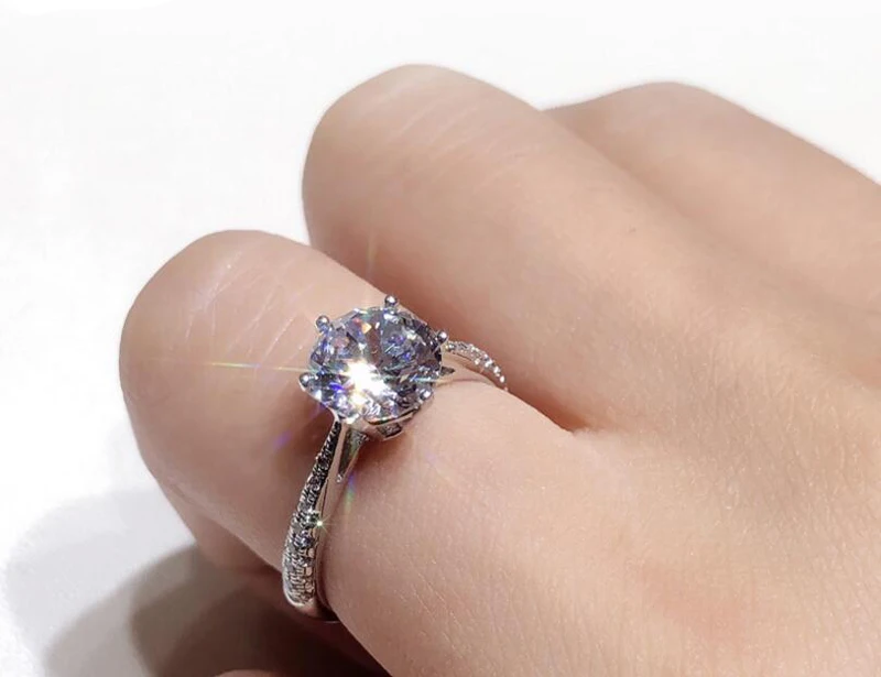 LMNZB чистого серебра 925 пробы набор серебряных колец роскошный 1,0 ct CZ Diamant обручальные кольца для Для женщин браслет украшения для помолвки LYR11