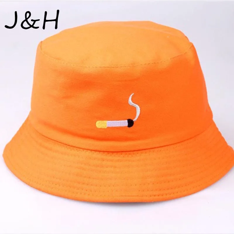 

New Arrival Cigarette Embroidery Bucket Hat Hip Hop fisherman hat Tide Foldable Cap Sun Hat For Woman Men Drop Shipping