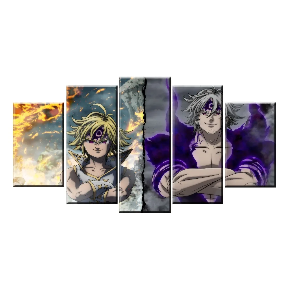 

5 Panel The Seven Deadly Sins Anime Characters Canvas Painting Printed For Living Room Wall Art Decor Picture Artworks Poster