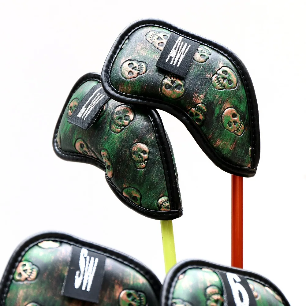Чехол Champkey Monster Skull Golf с железной головкой из 12 шт.(3~ 9, A, P, S, L, L)-черный зеленый цвет чехол для головы Golf Iron