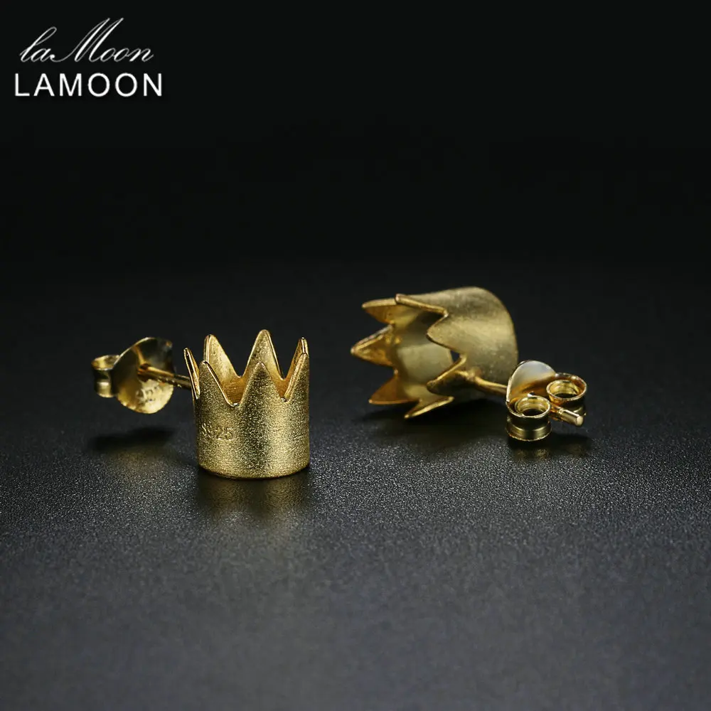 Женские серьги гвоздики в форме короны LAMOON серебро 925 пробы ювелирное изделие