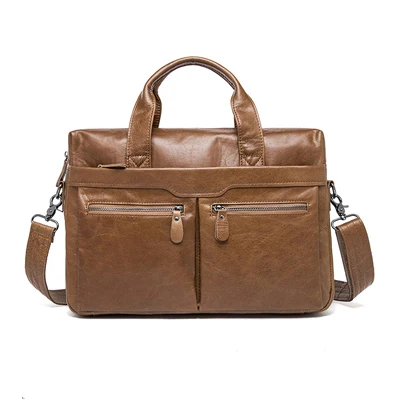 Yellow Brown Norbinus мужской деловой портфель из натуральной кожи, сумка для компьютера, мужской портфель для ноутбука, сумка-мессенджер, кожаная сумка через плечо, сумки через плечо - Цвет: Yellow Brown