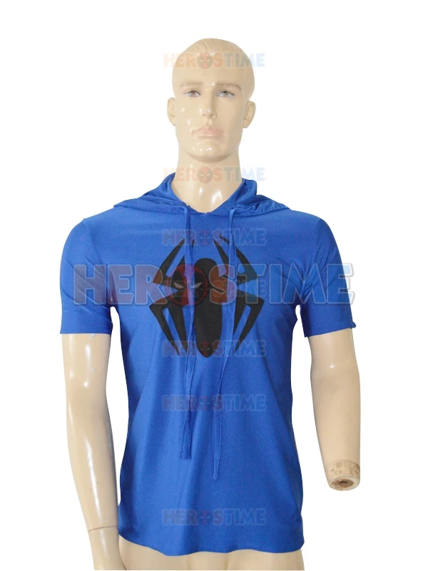 Free Shipping Scarlet Spider Spider-man Royal Blue Hooded T-shirt Cosplay Halloween Costume | Тематическая одежда и