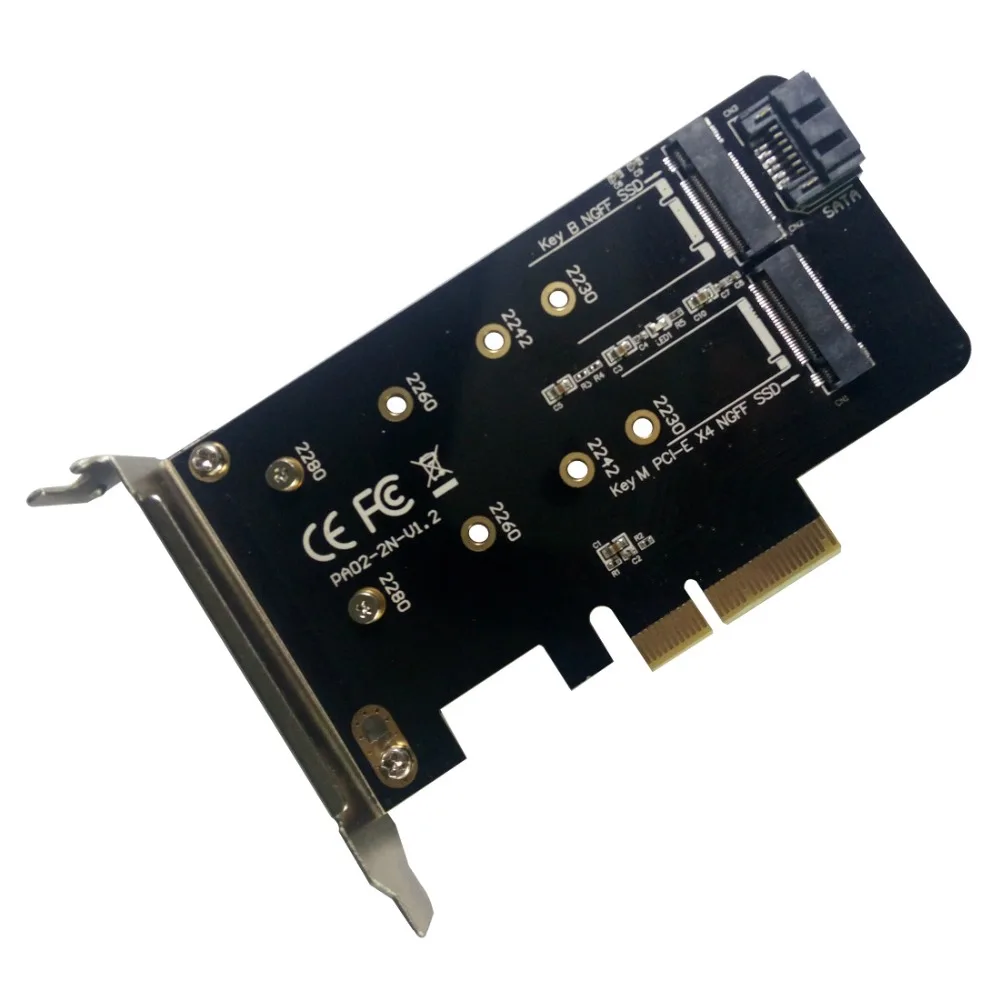 Двойной M.2 PCIe адаптер M2 SSD NVME M ключ SATA на основе B ключ к PCI-e 3,0x4 Контроллер конвертер карты Поддержка 2280 2260 2242 2230