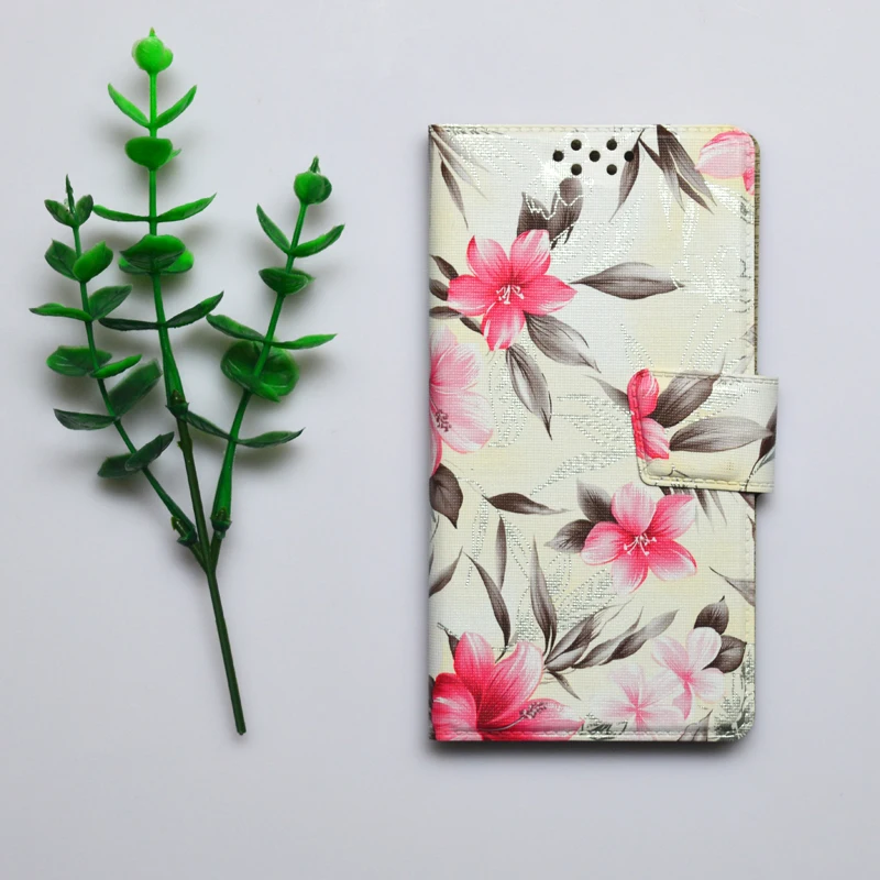 Универсальный флип чехол из искусственной кожи dower me с цветными цветами для
