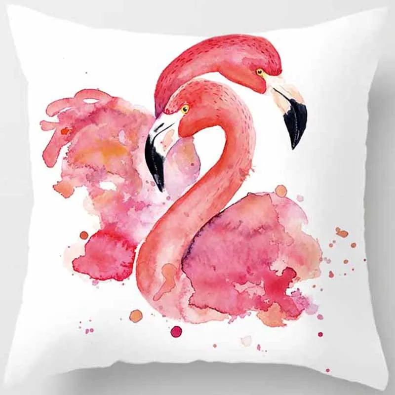 

Pillow case flamingos tropical plants double sides pattern square Pillow cover size pillow case 45*45
