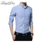 DAVYDAISY оксфордская рубашка для мужчин на весну; Повседневная однотонная одежда с длинными рукавами Slim Fit платье в деловом стиле, рубашки, мужская одежда Camisa 5XL DS-123