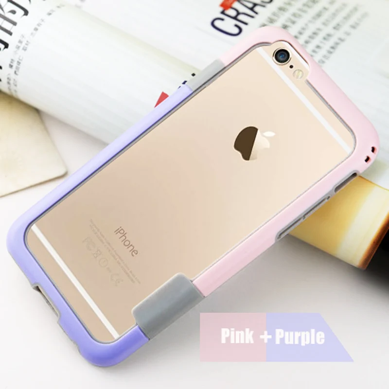 Pink and Purple Мягкая кожа телефон рамка защитный бампер для iPhone 6 6s плюс ТПУ силиконовый антидетонационный задняя крышка чехол для iPhone 6 S 6 p 6s p оболочка - Цвет: Pink and Purple