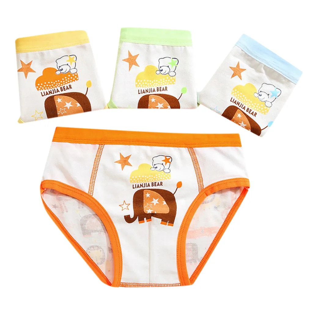 4 шт. хлопковые трусы с принтом слона для девочек и мальчиков|Трусики| |