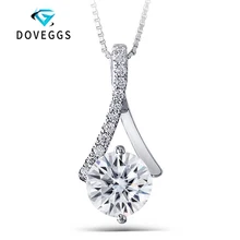 DovEggs 14K 585 подвеска из белого золота 7 5 CTW мм круглый бриллиант с