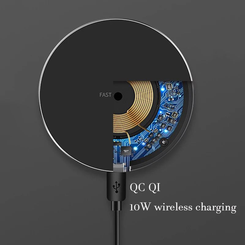 Qi зарядное устройство 10 Вт быстрая Беспроводная зарядка для iphone xiaomi huawei carregador sem fio cargador chargeur Индукционная зарядка