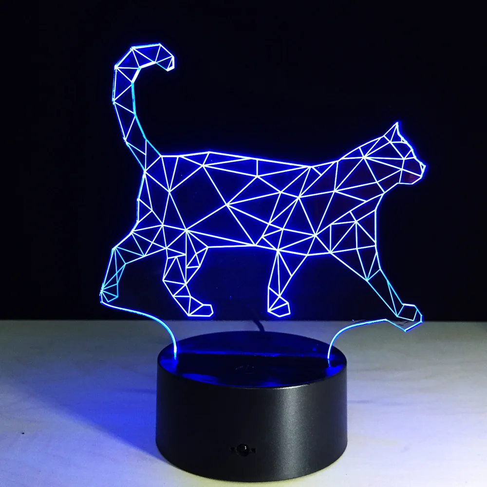 Кошка 7 цветов лампа 3d визуальные Светодиодные ночные светильники для детей