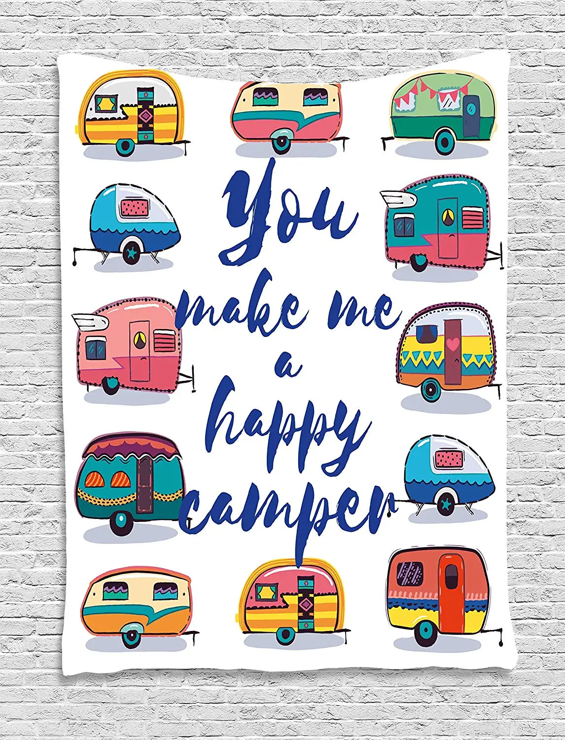 Camper гобелен вы делаете меня счастливым мотивационным цитатой с караванов Ретро