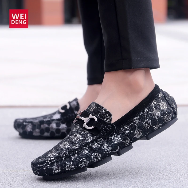 WeiDeng мужские и женские повседневные туфли из натуральной кожи слипоны для работы