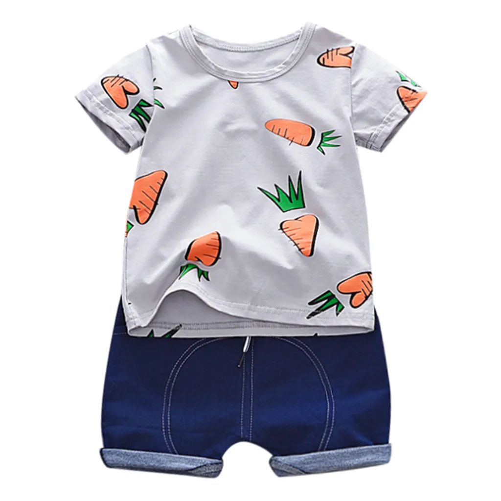 Комплекты для детей футболка с принтом моркови маленьких мальчиков топы