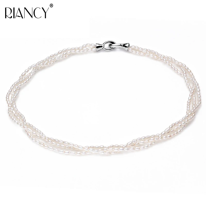 

Real Pearl boho Necklace jewelry Natural Freshwater Multi-layer 925 sterling silver Pearl Necklace For Women party wedding gift