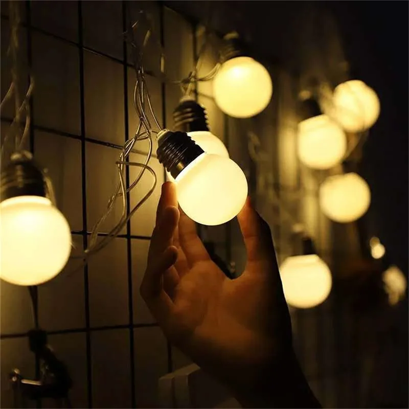 Светодиодная гирлянда с круглыми лампочками 3 м 20 G45 RGB и теплый белый свет для