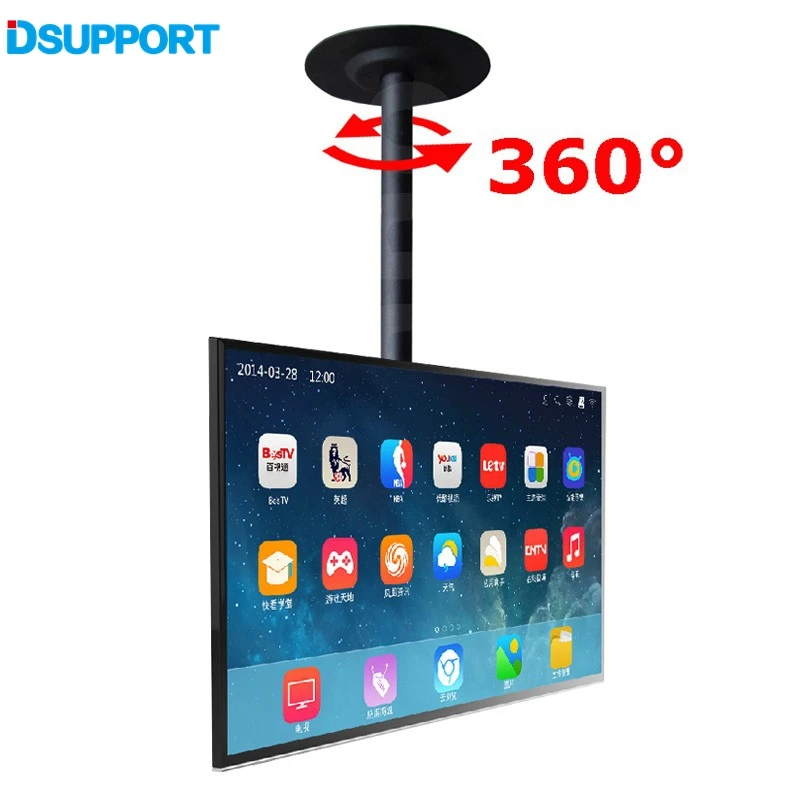 Топ продаж 360 градусов 60-2000 мм Регулируемая высота 3"-50" потолочный кронштейн для телевизора светодиодный держатель для ЖК-монитора загрузка 25 кг