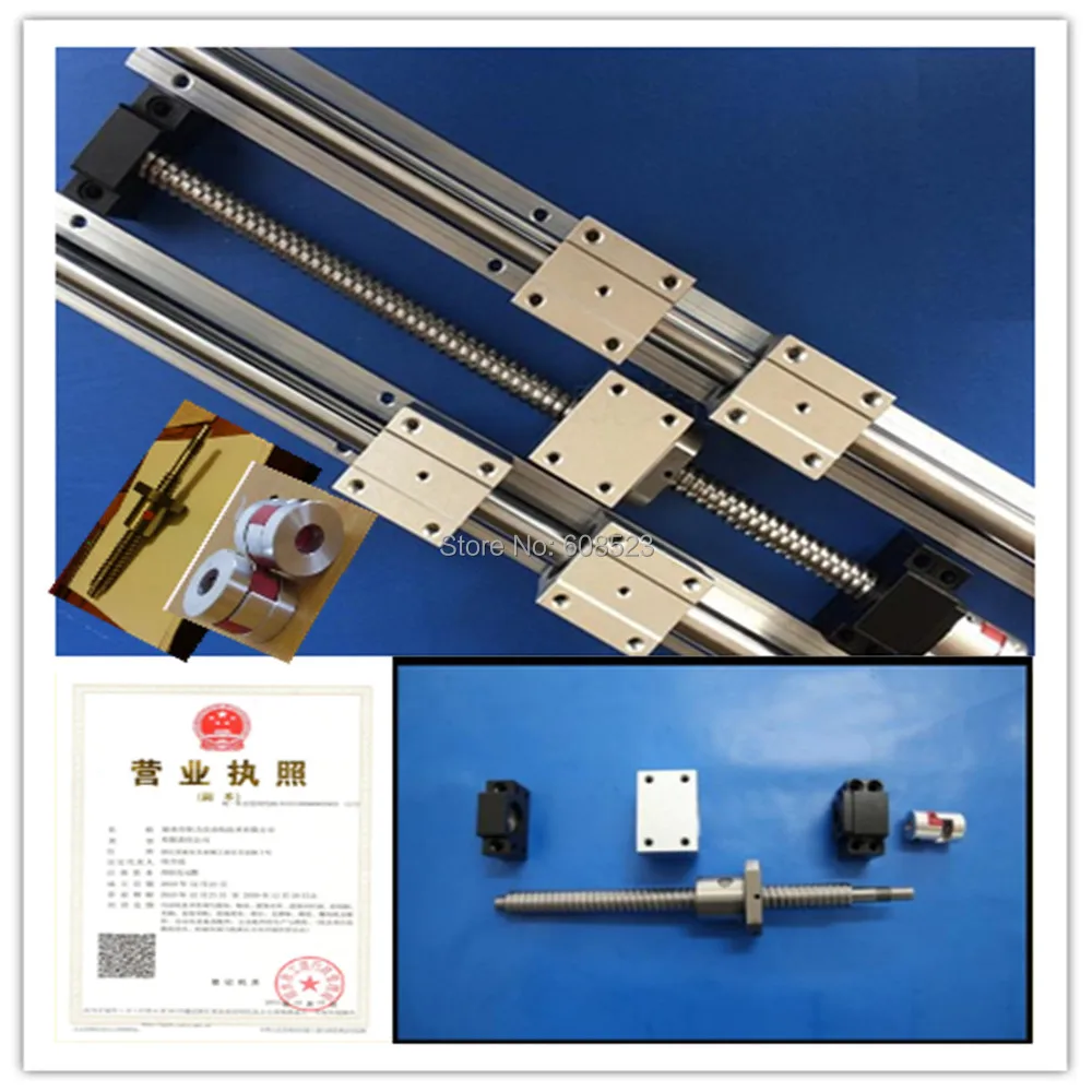 Линейный рельс SBR16-L350/1200/1600 мм+ SFU1605 шарикового винта+ 57HS5630A4 шаговый двигатель+ 1.5kw 220v с воздушным охлаждением шпинделя+ 15*20 скребковая цепь