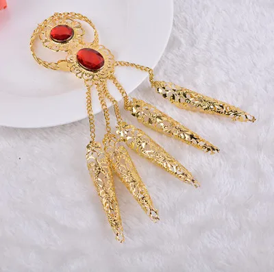 Gold plated 1 шт индийский танец живота танец палец гвоздь рукав танец тысяча рук браслет бодхисаттвы ювелирные изделия аксессуары - Цвет: Gold plated