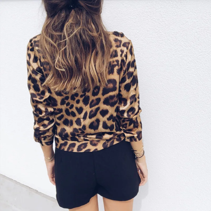 

Newly 1 Pcs Women Lady Shirt Blouse Long Sleeve V Neck Leopard Print Fashion Clothing m99
