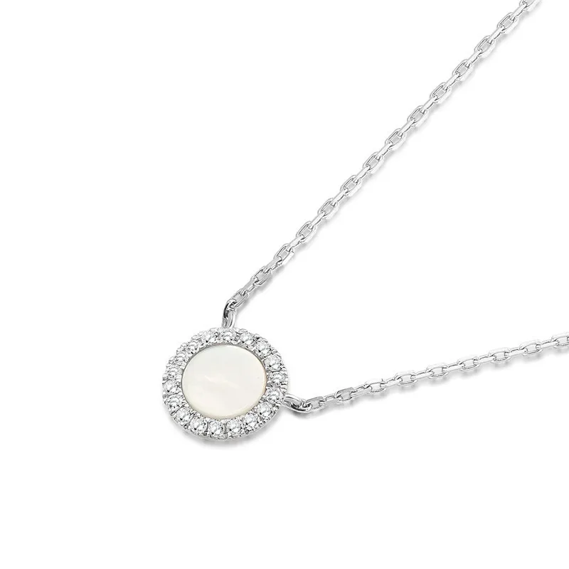 AINUOSHI Pure 18 K Белый Золотой женский чехол для телефона, украшенный камнями Натуральный Белый Оникс Круглые серьги, ожерелья комплекты ювелирных браслетов