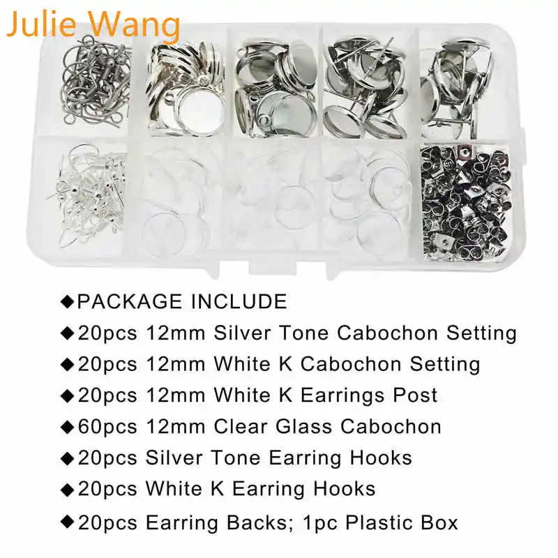 Julie Wang 180 шт./кор. стальная основа для кабошонов с 12 мм стеклянными