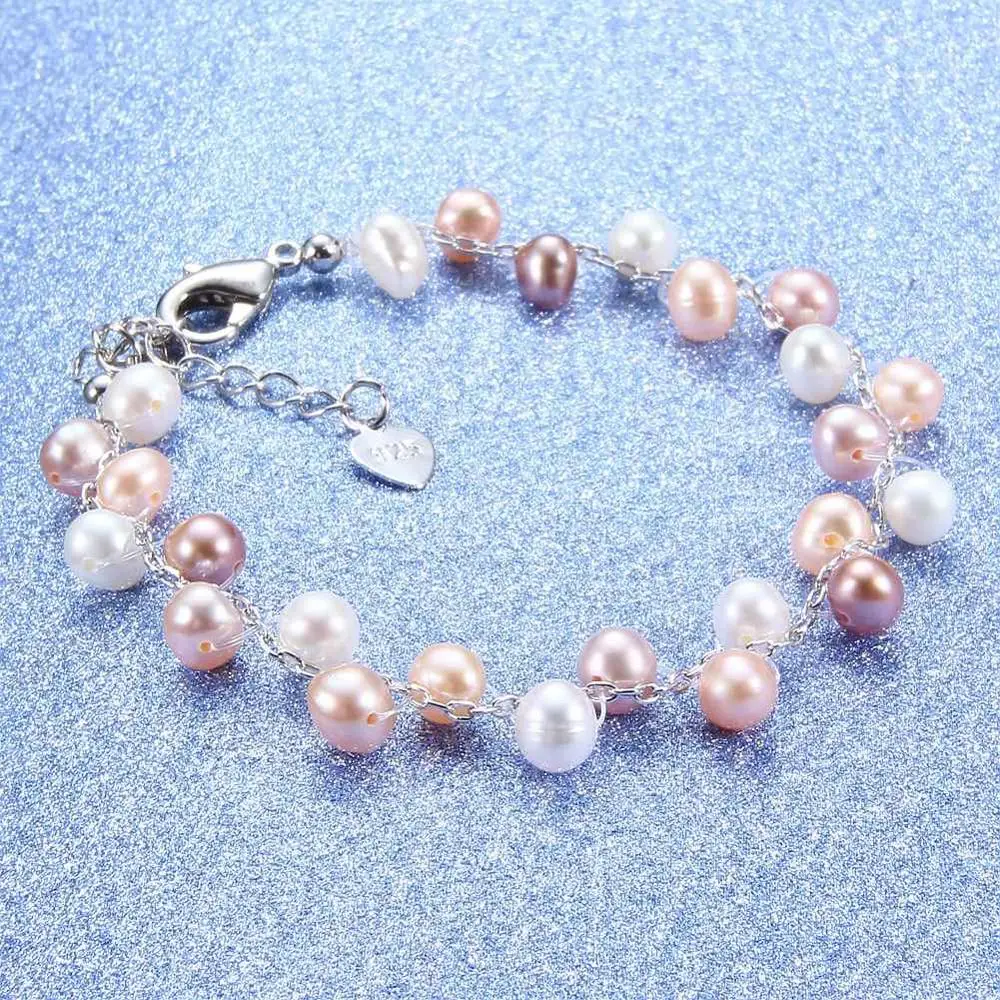 SZ0825a Семь GIRL5-6mm браслет из пресноводного жемчуга для женщин, подарок, регулируемые мульти перламутровые браслеты, очаровательный браслет, ювелирное изделие - Цвет камня: SZ0825a