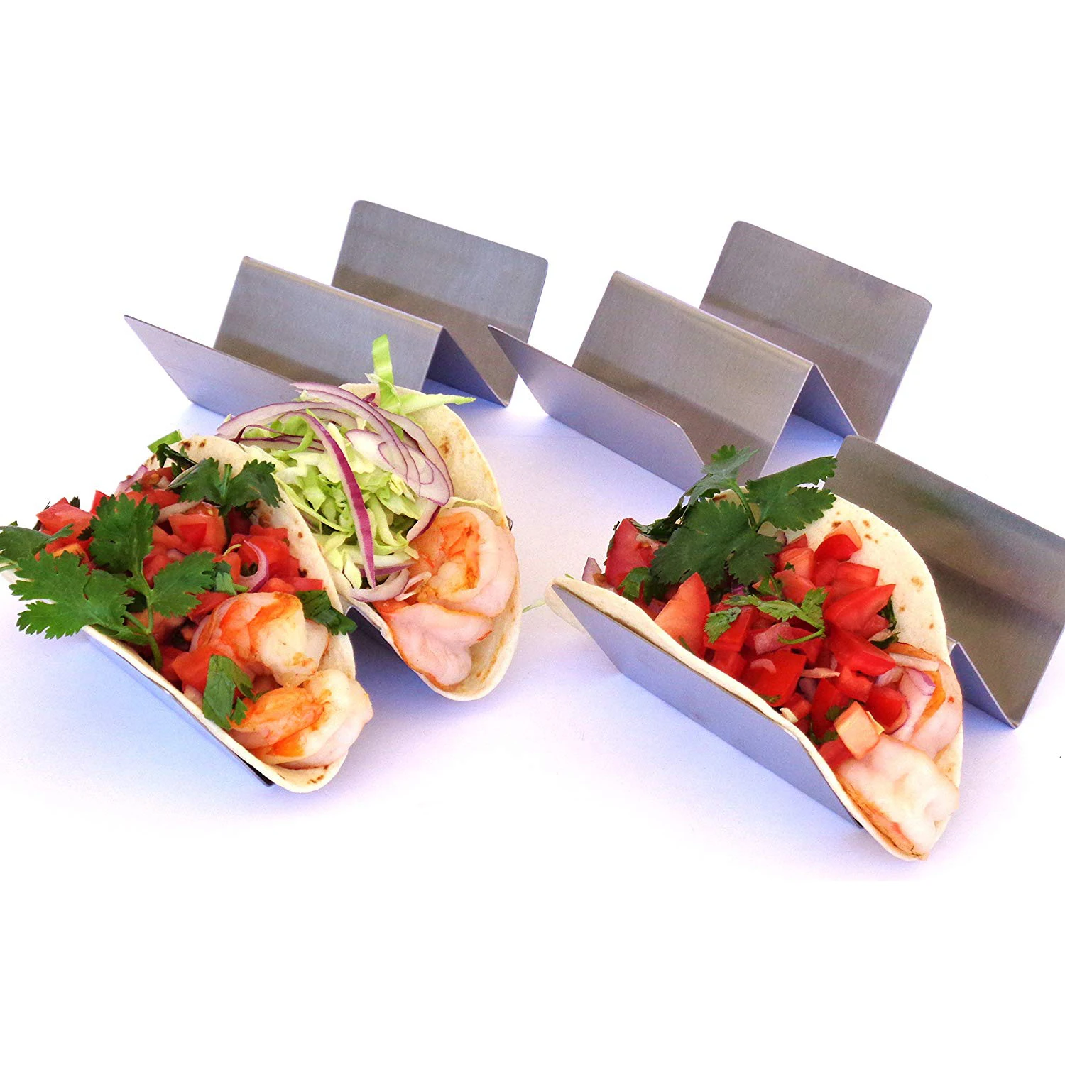 Держатель Taco Премиум комплект из четырех стоек из нержавеющей стали Taco, Taco грузовик, вмещает 2 больших Tortilla, уличный или ракушевый Тако