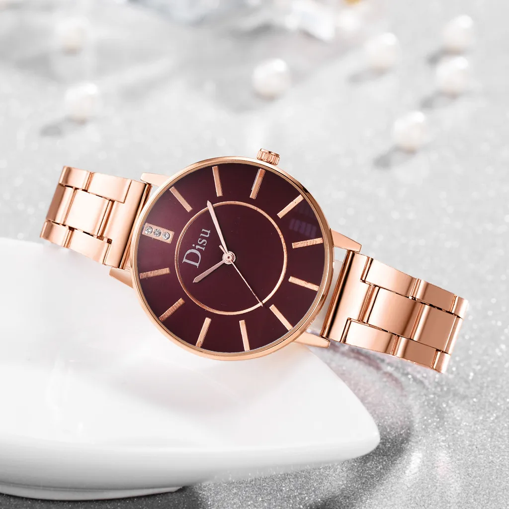 

DISU New Design Women Watches Fashion gold Without Digital Dial Stainless Steel Band Quartz WristWatch Gifts relogios feminino50