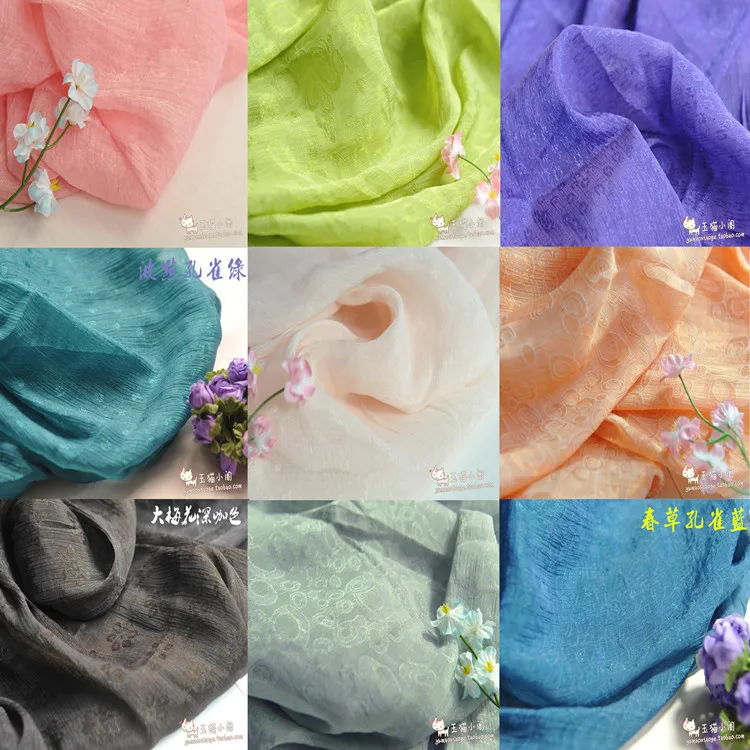 Свежий Классическая жаккардовая ткань парча шелк креп-офсетная печать шифоновая