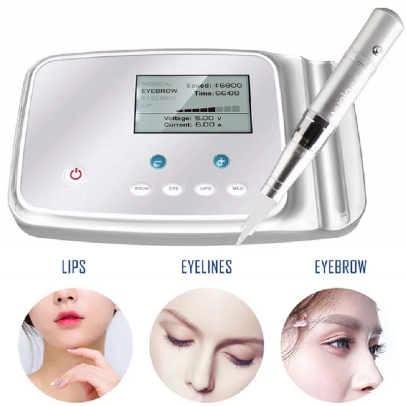 Permanent Makeup Tattoo Machine Pen Kit Professional Electric Eyebrow Gun For Tattoos Eyebrows Eyeliner Lip Brand | Красота и