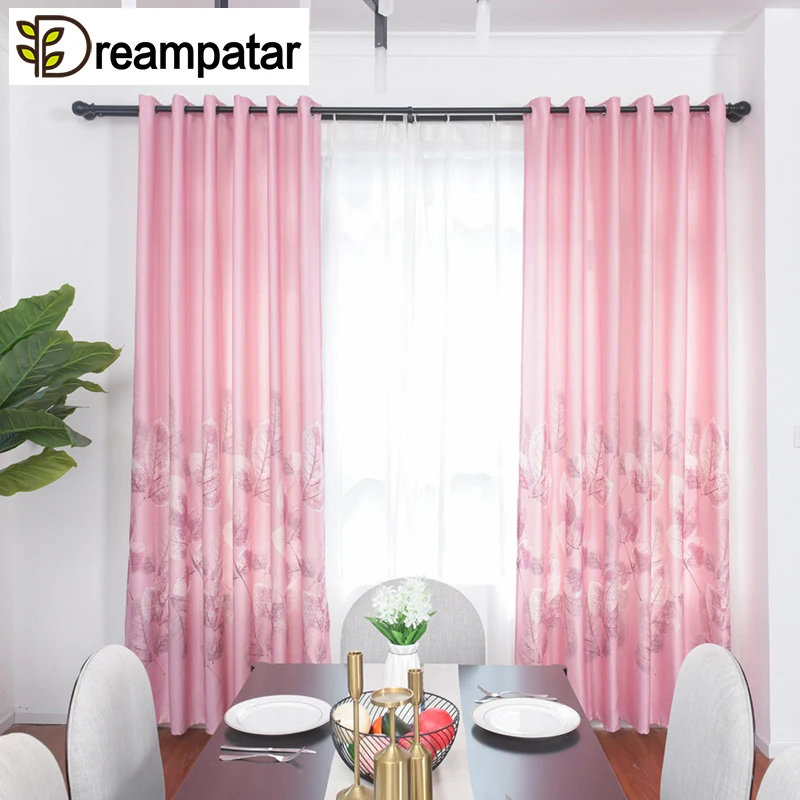 Модные листочки затемняющие садовые белые шелковые льняные шторы с принтом для