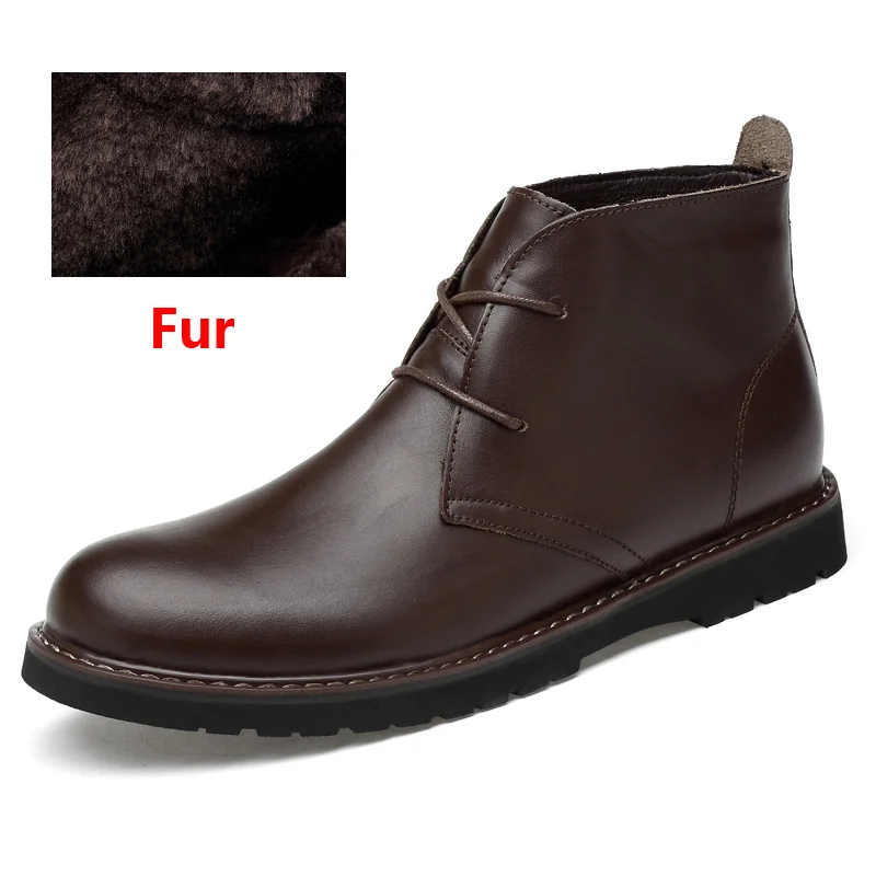Fur Brown OZERSK/повседневные мужские ботинки из натуральной кожи; сезон осень-зима; ботильоны; модная обувь на шнуровке; Мужская обувь высокого качества в винтажном стиле - Цвет: Fur Brown