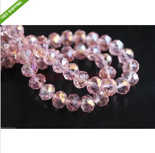 350Pcs/lot 8MM Pink AB Crystal Rondelle Beads Loose Glass Beads Fashion Craft Beads For Jewelry Making Bracelet DIY Beads