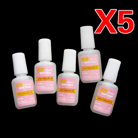5 Pcs 10g BYB накладные клей для нейл-арта блестящие акриловые украшения с кисти гель