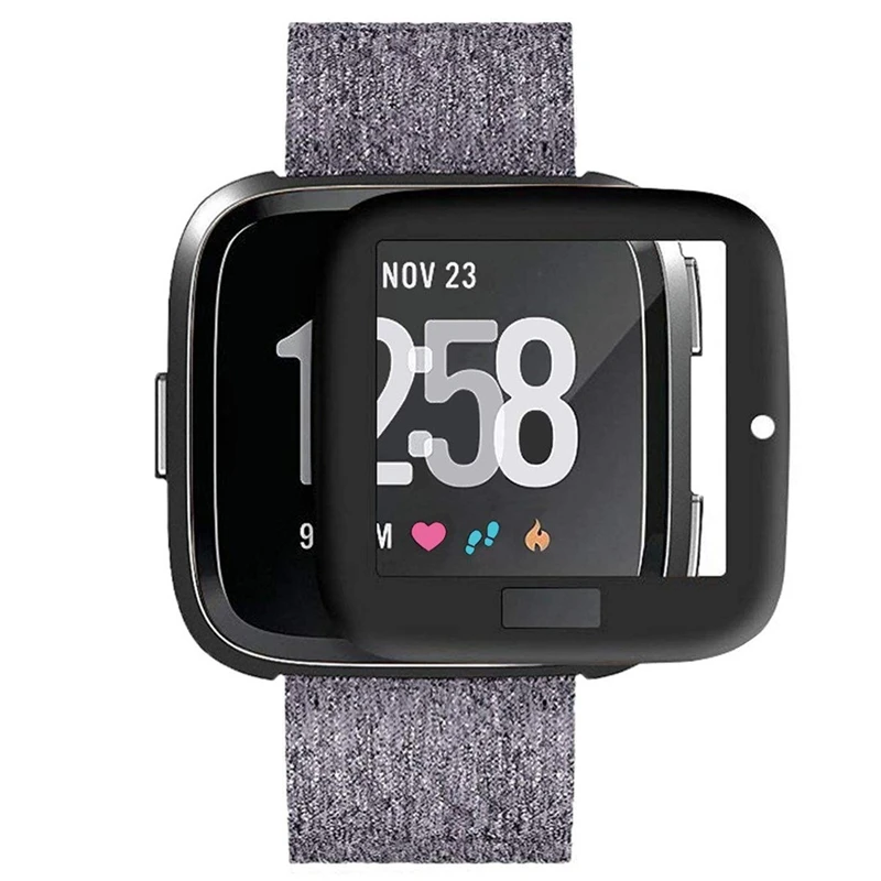 Защитный чехол для Fitbit Versa Lite Watch с полным покрытием из закаленного стекла Защитная крышка 19Mar18