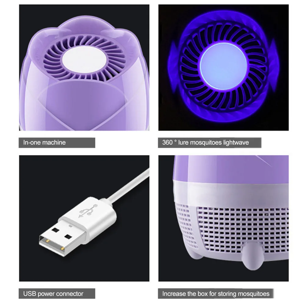 УФ фиолетовая USB ловушка для комаров полипропиленовая электрическая насекомых