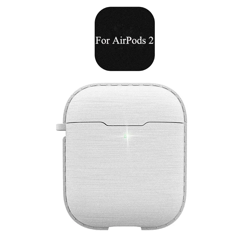 White For Airpods 2 Роскошный Блестящий Матовый кожаный защитный чехол для наушников для Airpods 2 металлическое кольцо Держатель гибкий чехол для зарядки наушников для Airpods - Цвет: White For Airpods 2