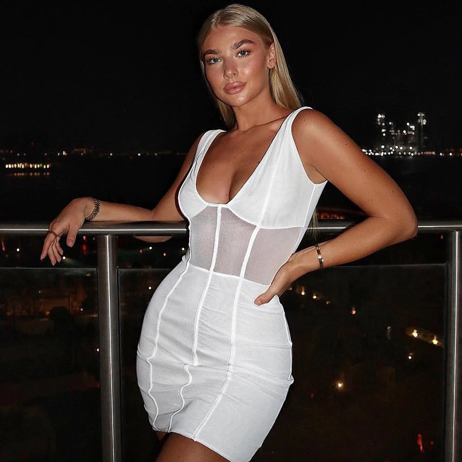 ADYCE летнее женское Бандажное платье Vestidos Verano 2019 Новое сексуальное с глубоким v