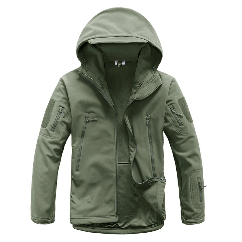 Army green TACVASEN армейская камуфляжная куртка, пальто, Мужская тактическая куртка, флисовая водонепроницаемая куртка, флисовая ветрозащитная военная одежда для охоты - Цвет: Army green