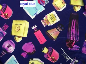 royal blue 100 см* 148 см Модный флакон духов принт спандекс атласная ткань шитье платье шарф халаты одежда для сна креп атласная ткань материал - Цвет: royal blue