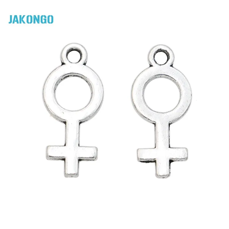 

10Pcs Antique Silver Plated Girl Sign Charm Pendant for Jewelry Making Necklace Bracelet Accessories DIY 18x8mm