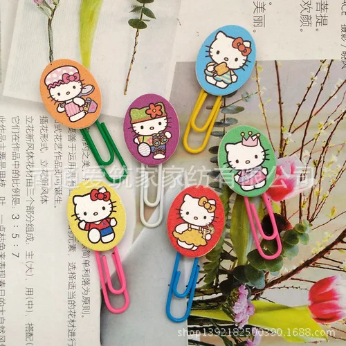 T office supplies KT cartoon cat wood / wooden color paper clip wholesale AZ | Канцтовары для офиса и дома