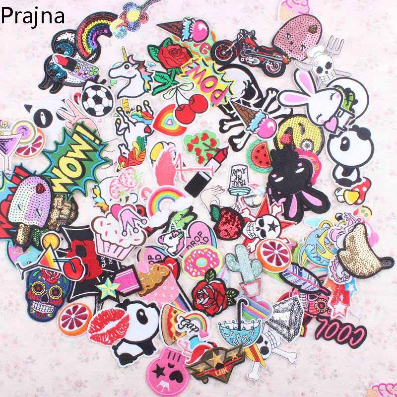 Prajna случайный смешанный Аниме мультфильм милый Kawaii патч пришить УТЮГ НА Швейные патчи дешевые вышитые патчи для одежды