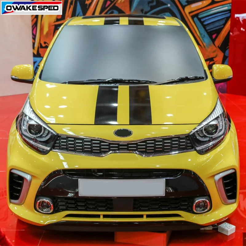 1 компл. Гоночные спортивные полосы капот автомобиля крыша хвост Стикеры для KIA Picanto Morning Авто кузова весь виниловые наклейки внешние аксессуары
