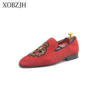 genuine leather wedding loafers mens italian luxury dress red bottom shoes designer rhinestone shoes men high quality man shoes