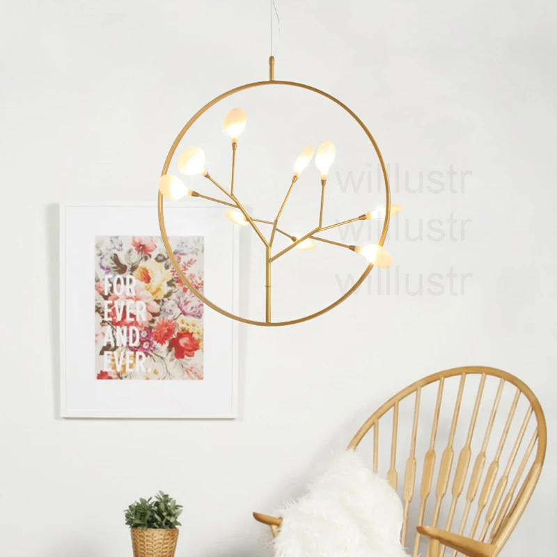 Современный подвесной светильник в виде цветка сакуры светодиодный снежинки